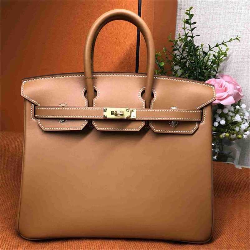 

Designers Handbags Birkin Designer Boutique Saddle Leather Women's Bag Real 25cm Pure Manual Hand Sewn Wax Thread Fashion Handbag Large Ayw, Sky blue
