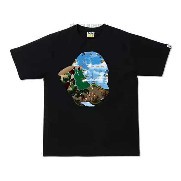 

T-shirts 100% Cotton Loose Summer Shark Monkey Breathable High Street Trend T-shirt Cartoon Lettering Short Sleeves M-2xl Bathing Ape G46c 5LZ7