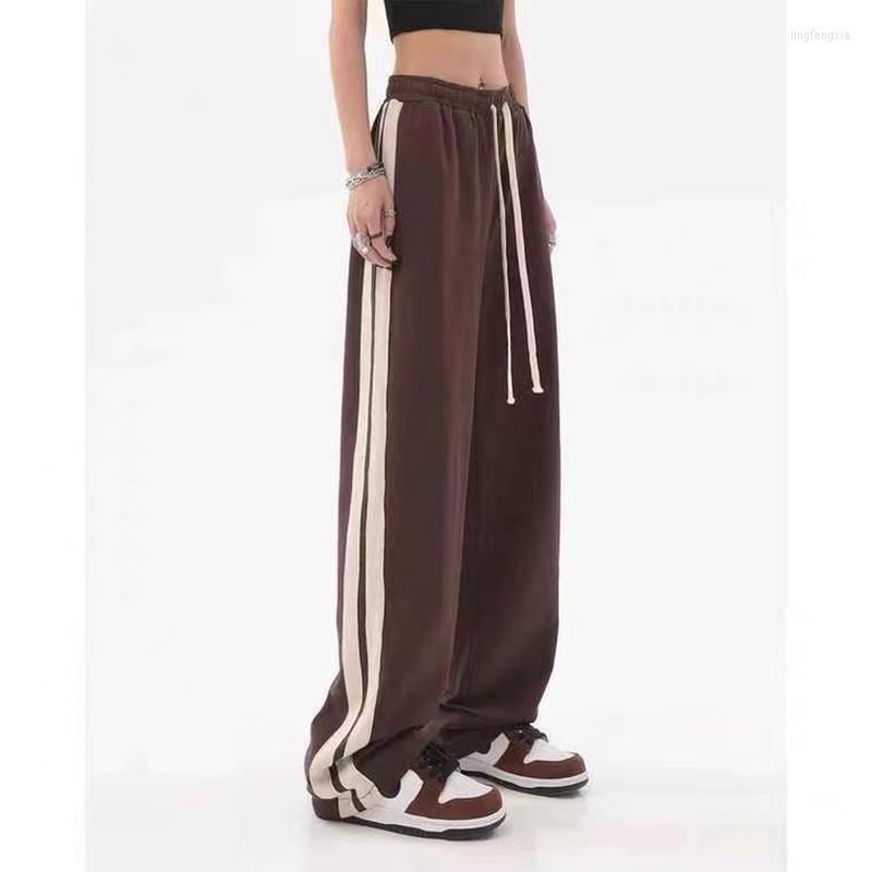 

Women's Pants Streetwear Vintage Punk Style Drawstring Women Unisex Sweatpants Loose Casual Harajuku Long Trousers Y2k Baggy Wide Leg, Black
