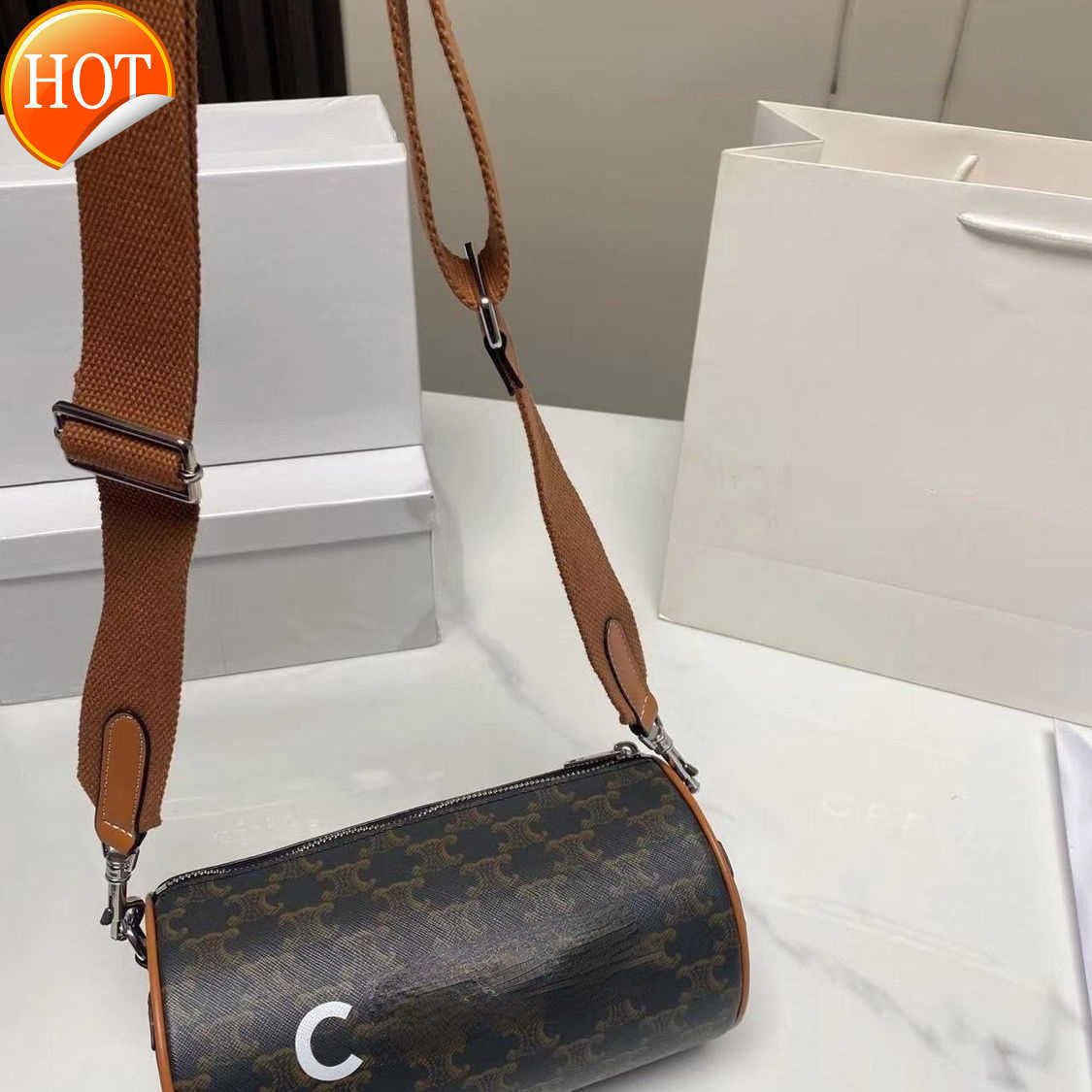 

Luxury Brand Designer Shoulder Bags Crossbody Tote Female 2023 New Women's Fashion Texture Leather Large Capacity Yung Tong Gift Box Factory Direct Sales, White flower 22x17 with gift box