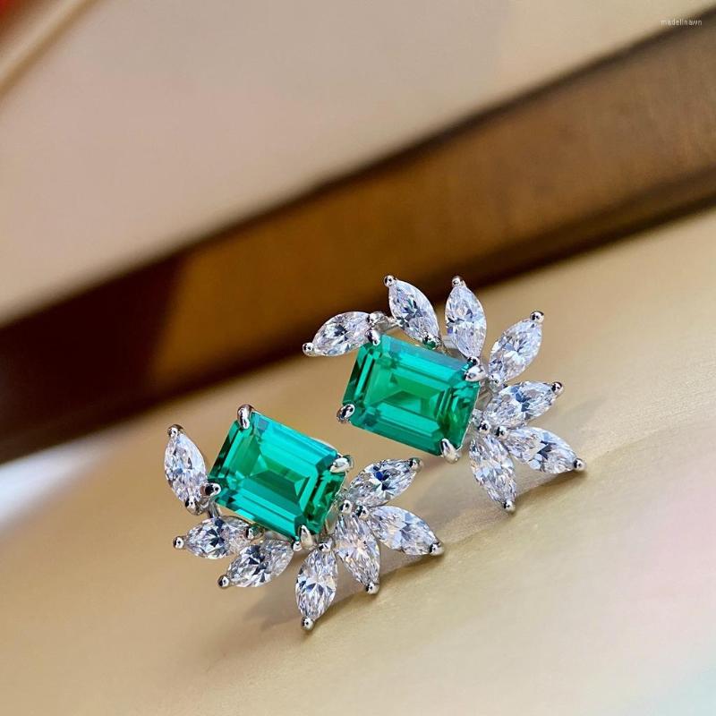 

Stud Earrings Emerald Pink Topaz Tourmaline Celebrity Style Female Temperament Jewelry