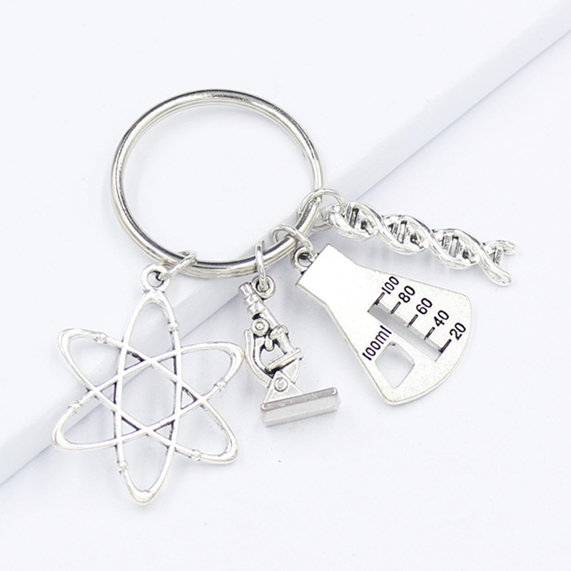 

Biology Key Rings Chemist Microscope DNA Atom Pendant Keyring Keychain Science Teacher Biologist Gift Medical Jewelry Women Men