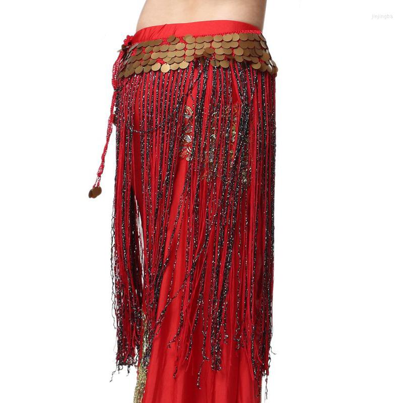 

Stage Wear 2023 Tribal Belly Dance Clothes Gypsy Costume Accessories Long Tassel Hip Scarf Skirts Coins Belt, Picture shown