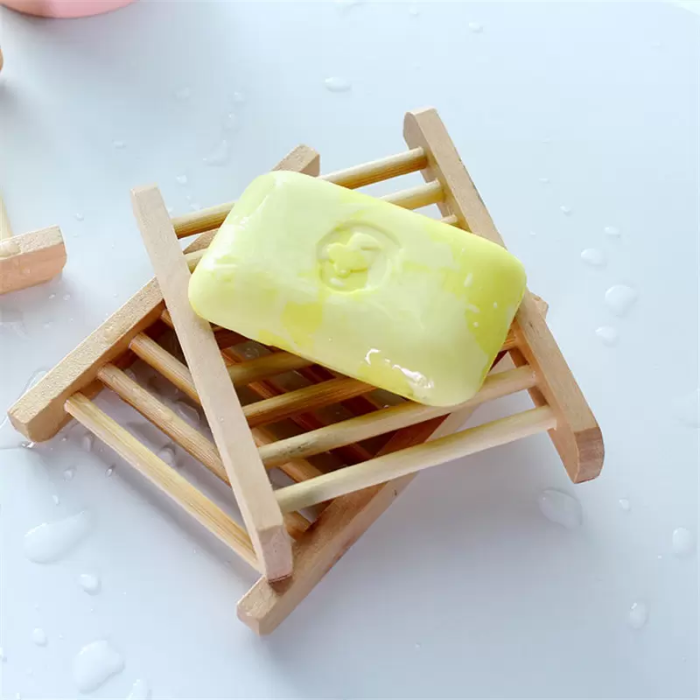 Hot Natural Bamboo Wooden Soap Dish Creative simple household wood drain soap box kitchen bathroom storage rack