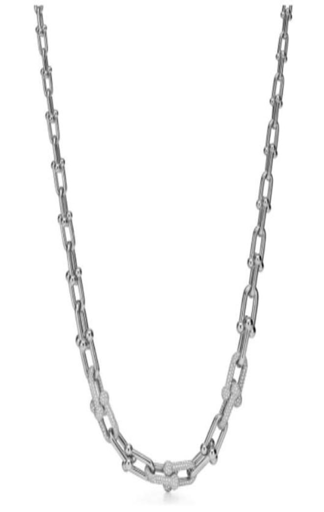 

Luxury hardwear jewelry designers necklaces Rose Gold Platinum chains Size gradient Horseshoe gold necklace for women trendy silve6714713