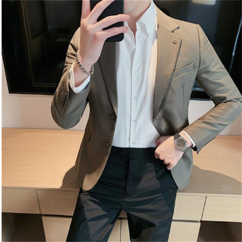 

British Style Business Casual Suit Jacket Men 2023 Fashion High Sense Bright Face Slim Fit Blazers Wedding Party Dress Blazer M-4XL, Black