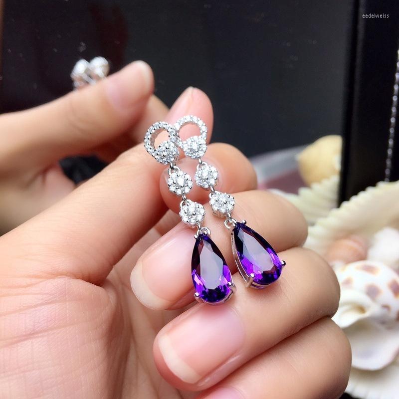 

Stud Earrings High-end Luxury Product Amethyst Long Drop-shaped Female Temperament