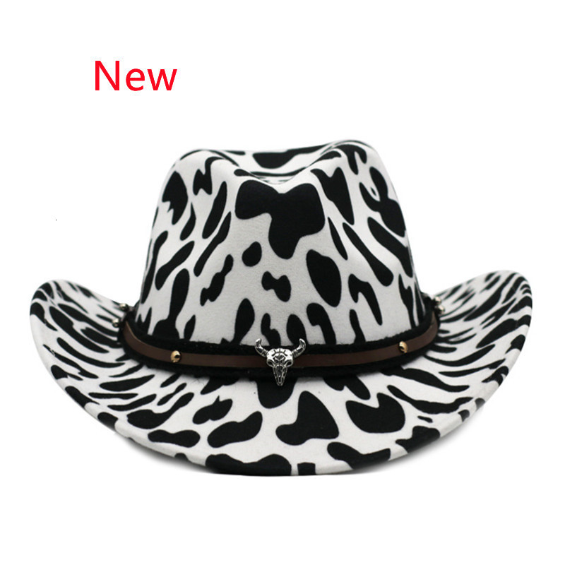 

Wide Brim Hats Bucket Hats Cow hat with accessories fedora hat cowboy pattern hat female summer style hiphop retro sunscreen western curly Cows 230316