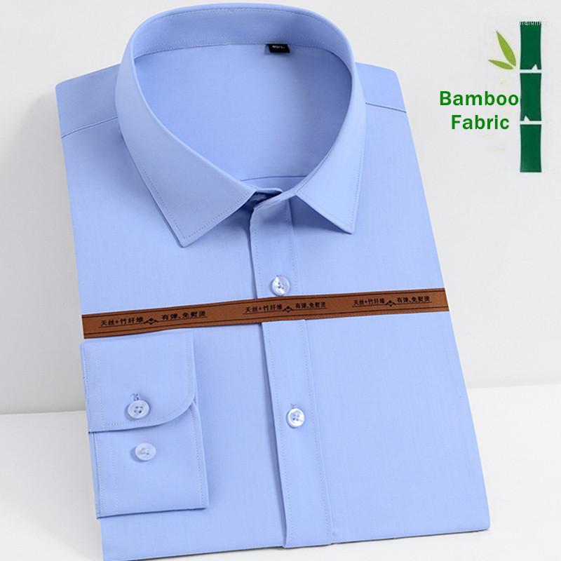 

Men's Casual Shirts Black White Blue Mens Dress For Man Long Sleeved Shirt Classic Solid Bamboo Fabric Male Social Office Work, 746-02