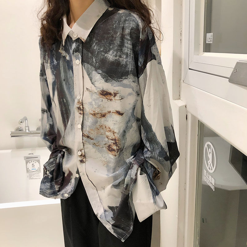 

Women's Blouses Shirts Bella Retro Print Blouse Turn Down Collar Long Sleeve Shirts Loose Casual Single Breasted Street Female Vintage Tops 230317, Photo color