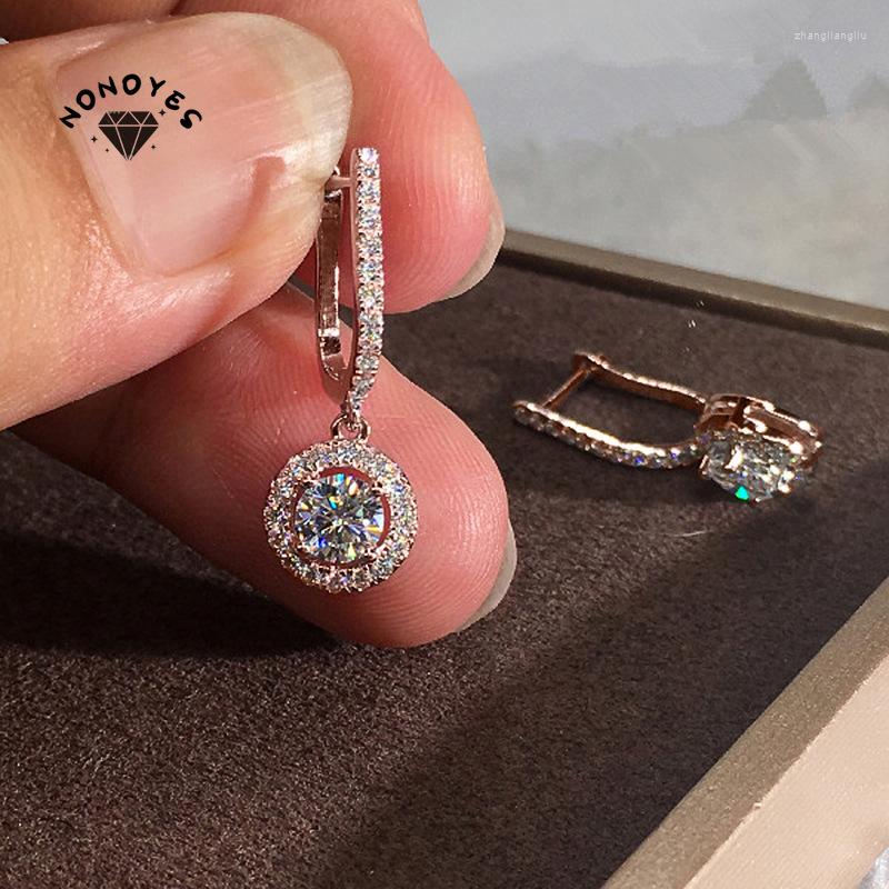 

Dangle Earrings Delicate Rose Gold Color Zircon Inlaid White Cubic Zirconia Women's Fashion Earring 2023 Bridal Jewelry Accessories