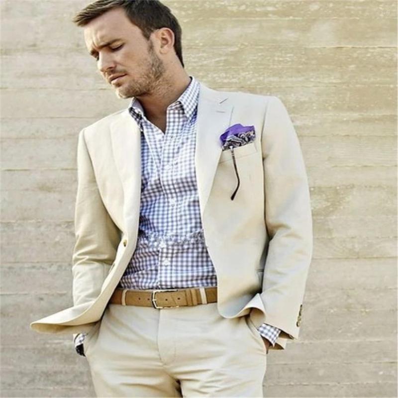 

Men's Suits 2023 High-Quality Custom Khaki Notch Lapel Men's Suit Wedding Fashion Tuxedo Slim Party 2-Piece Set (Jacket Pants), Same as picture