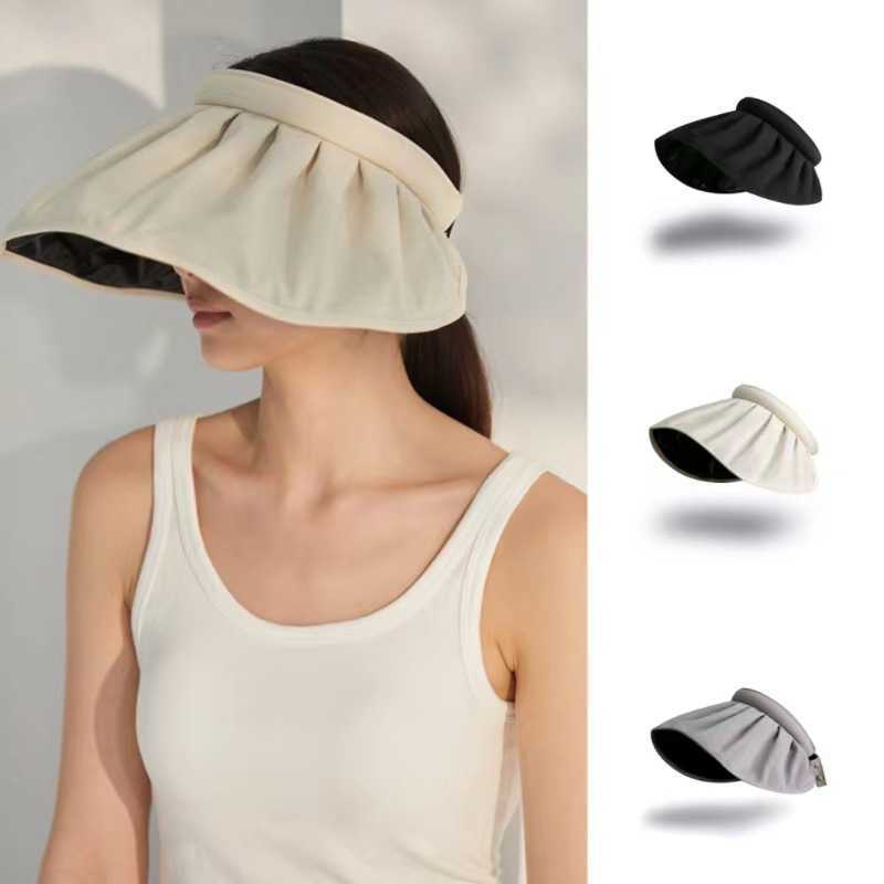 

Summer Hats Caps Men's Women's Yi Liu 23 New oversized brim 18cm black glue sunscreen empty top hat Foldable sunshade UV resistant hat, Gray