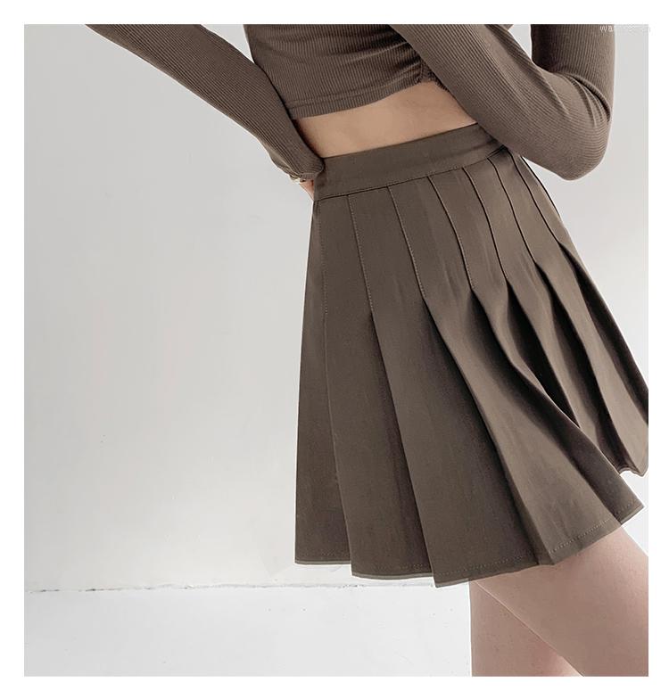 

Skirts Preppy Style Women Brown Pleated Skirt Summer High Waist A Line Tennis Korean Chic Vintage Sexy Girls Streetwear, Gray