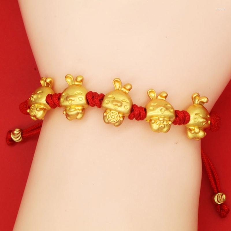 

Charm Bracelets Red String Bracelet For The Year Of Korean Version Hand-woven Five Fortune RabbitRed Gift Y08E