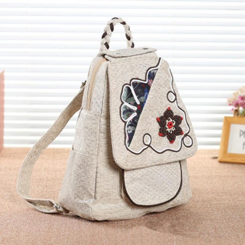 

School Bags National Style Women's Bag Shoulder Canvas Large Capacity Backpack Literary Female Fashion Travel, Yj-55-1629
