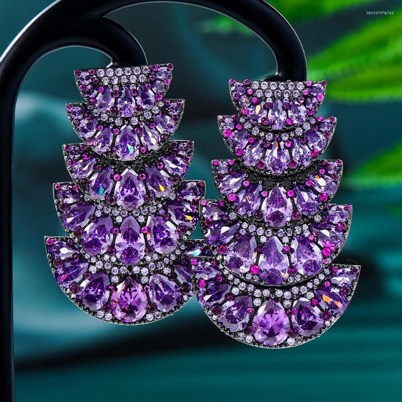 

Dangle Earrings Soramoore Luxury Purple Crystal For Women Girl Daily Party Occasion Top Shiny Jewelry Super Sweet Gift