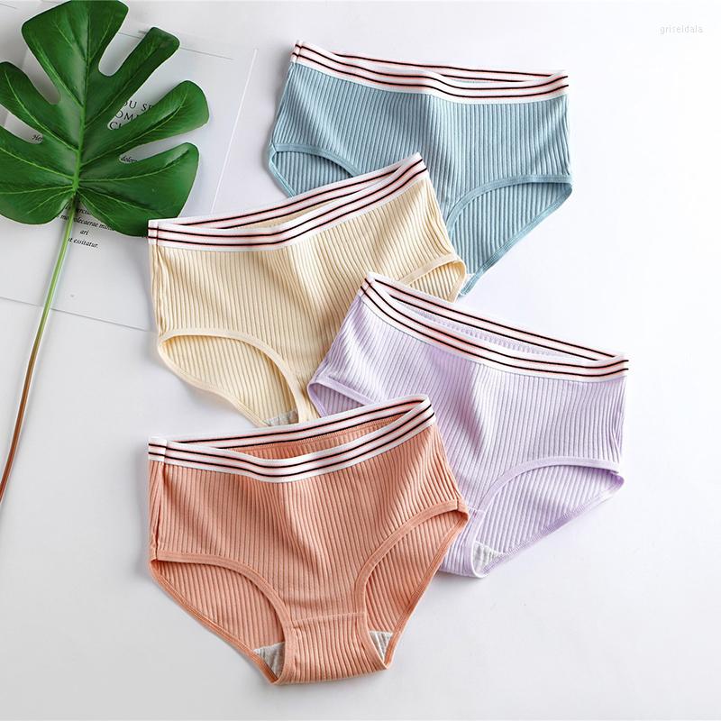 

Women's Panties Cotton For Women Striped Breathable Sports Comfort Female Underwear Low Waist Elastic Belt Panty Girl Lingerie, 3pcs color19