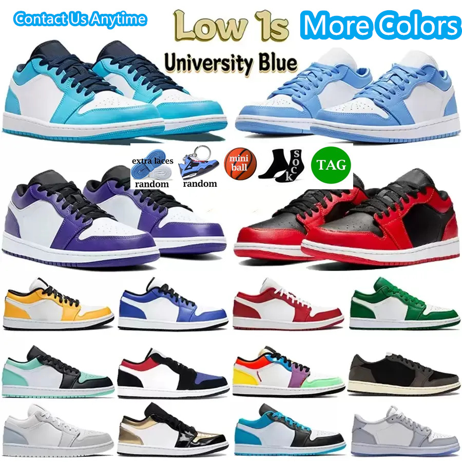 

Jumpman 1 Low 1 1s Basketball Shoes Mens Sports Wolf UNC Fragment Gym Red Game Royal Bred White Paris Panda Pine Green Women Sports Trainers with No Box Bred Toe 2.5, 40