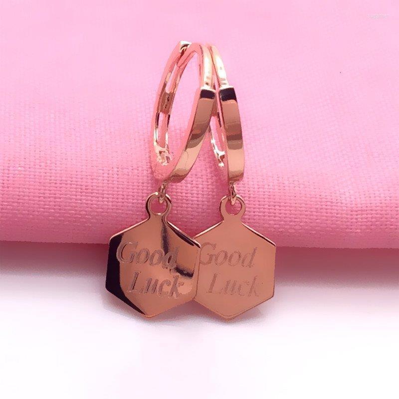 

Dangle Earrings 585 Purple Gold Letter Punk Style Hexagonal Geometric For Women Plated 14k Rose Simple Personality Fashion Jewelry