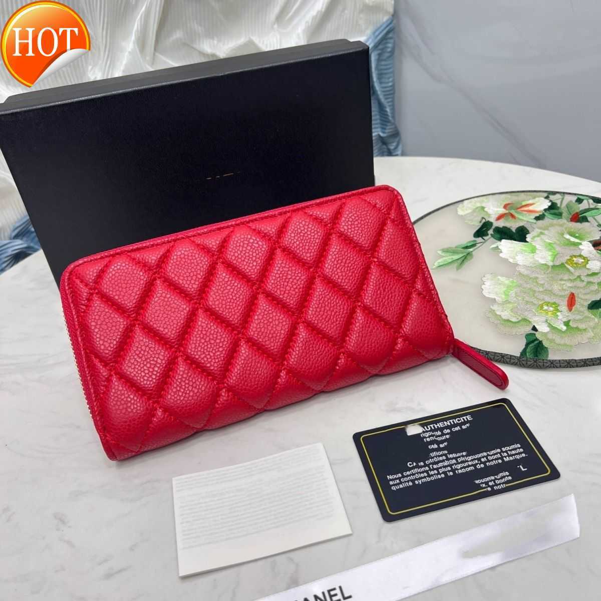 

Luxury Brand Designer Wallets Card Bag 2023 New Women's Fashion Texture Purse Multi-functional Portable Everything Zipper Wallet Factory Direct Sales, Spherical cowhide red