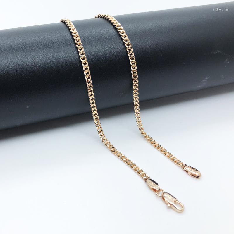 

Chains FJ 3mm Man Woman 585 Rose Gold Color Twisted Water Wave Necklace Jewelry 50cm Length