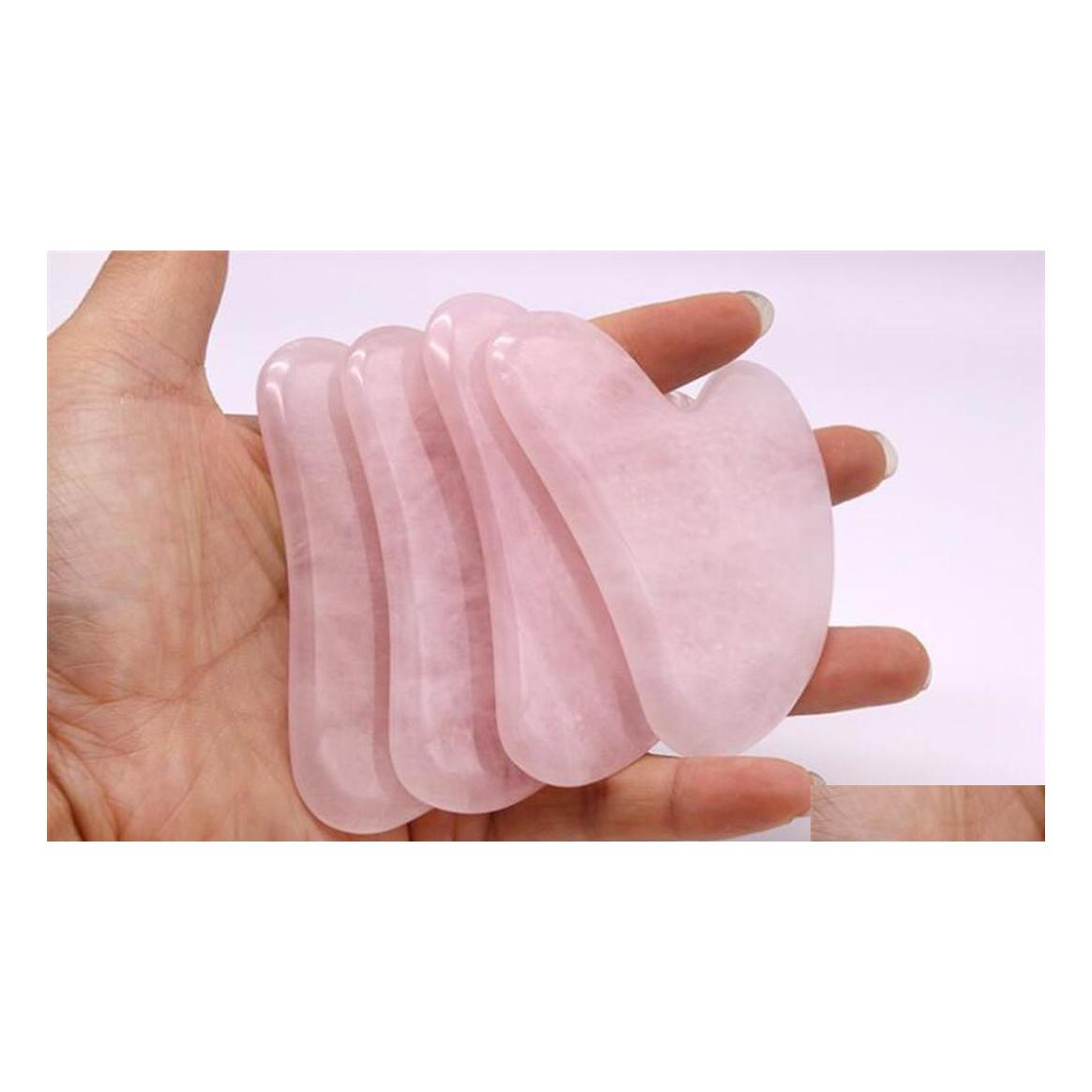 

Face Massager Rose Quartz Jade Guasha Board Natural Stone Scraper Chinese Gua Sha Tools For Neck Back Body Acupuncture Pressure Ther Dhgb6