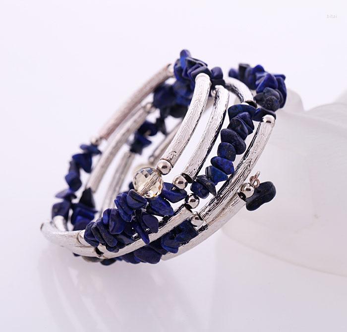 

Bangle Europe Retro Simple Antique Silver Color Purple Flower