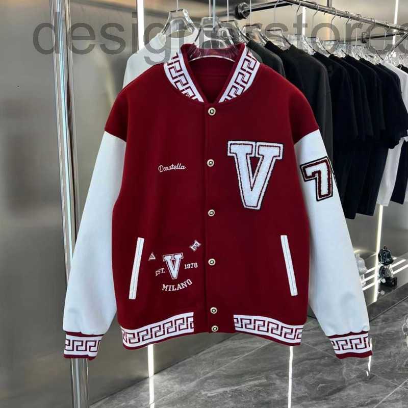 

designer High version wool coat mens baseball jacket Medusa embroidered sportswear Vers jackets men women hip-hop Jacket X47M, Brick red