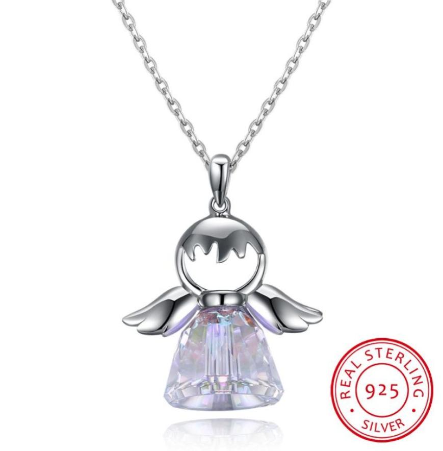 

Pendant Necklaces Guardian Angel 2 Color Crystal From Swarovskis Maxi Necklace Collier Whole Fashion Jewelry Name Bead6775395