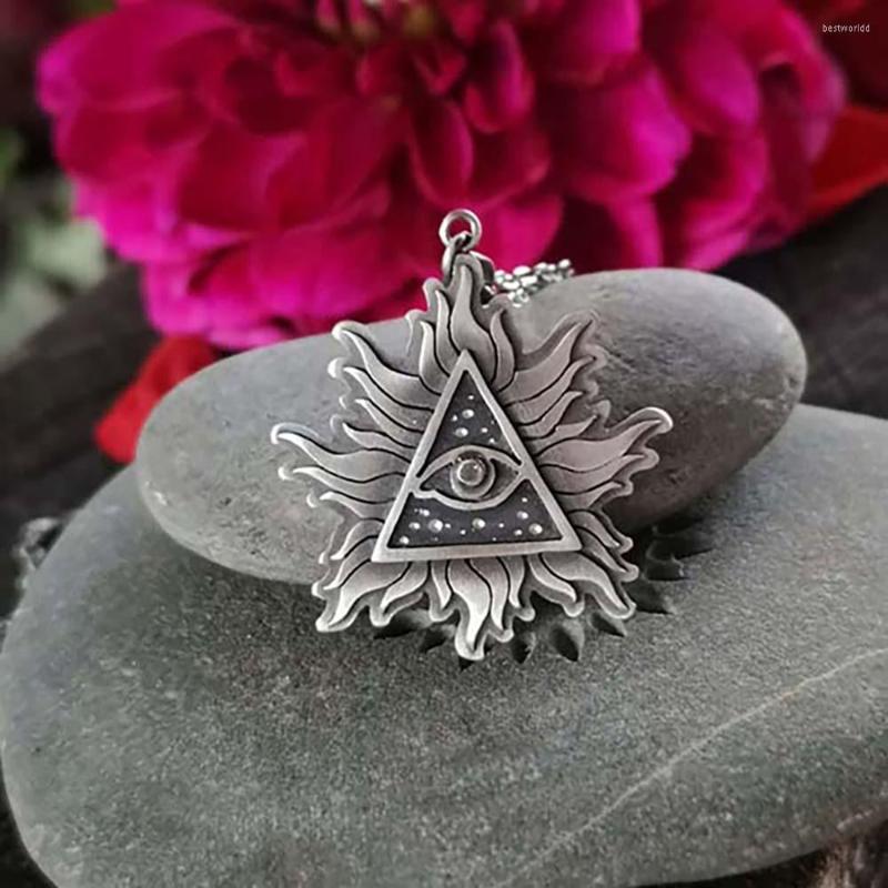 

Pendant Necklaces Demon Eye Triangular Necklace Fashion Trends Individuality Men Women Metal Accessories Unisex Gifts Jewelry Drop