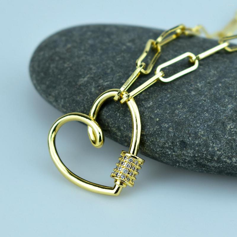 

Chains 2023 Golden Heart-shaped Spiral Buckle Pendant Necklace RainbowAAA Cubic Zircon For Women Party Birthday Gift