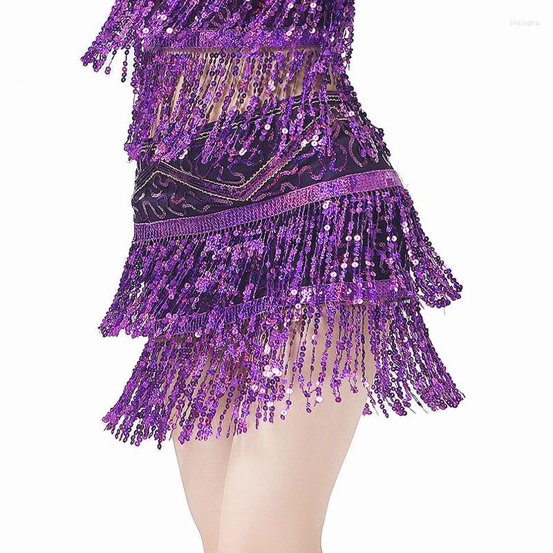 

Stage Wear Arrivals Women Dance Clothing Class Accessories Wrap Sequins Base Belly Belts Hip Scarf Shinny Long Fringes, Black