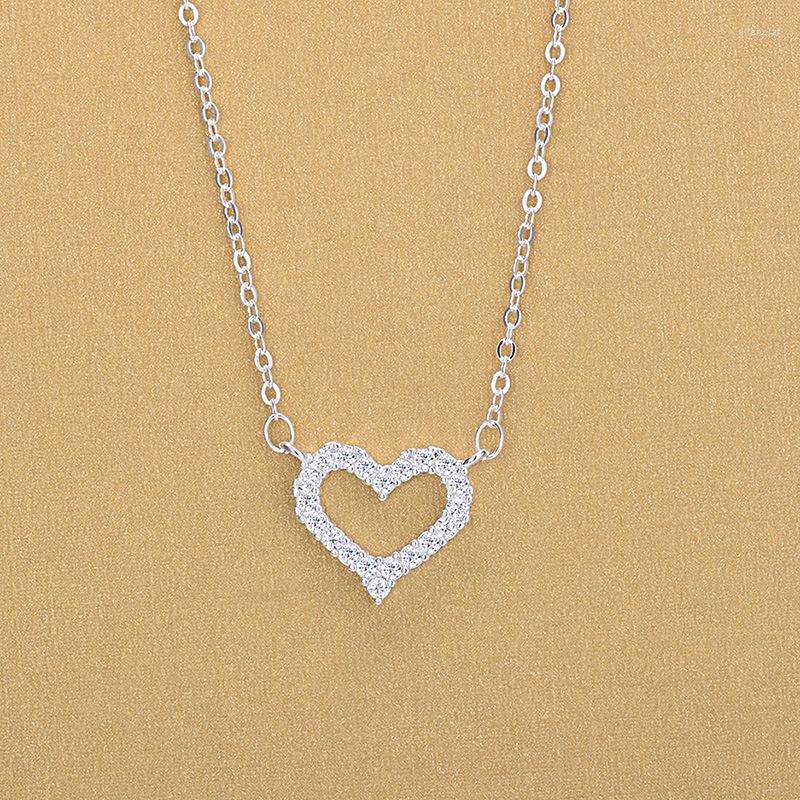 

Pendant Necklaces Silver Color Luxury Full Crystal Heart Collar Jewelry