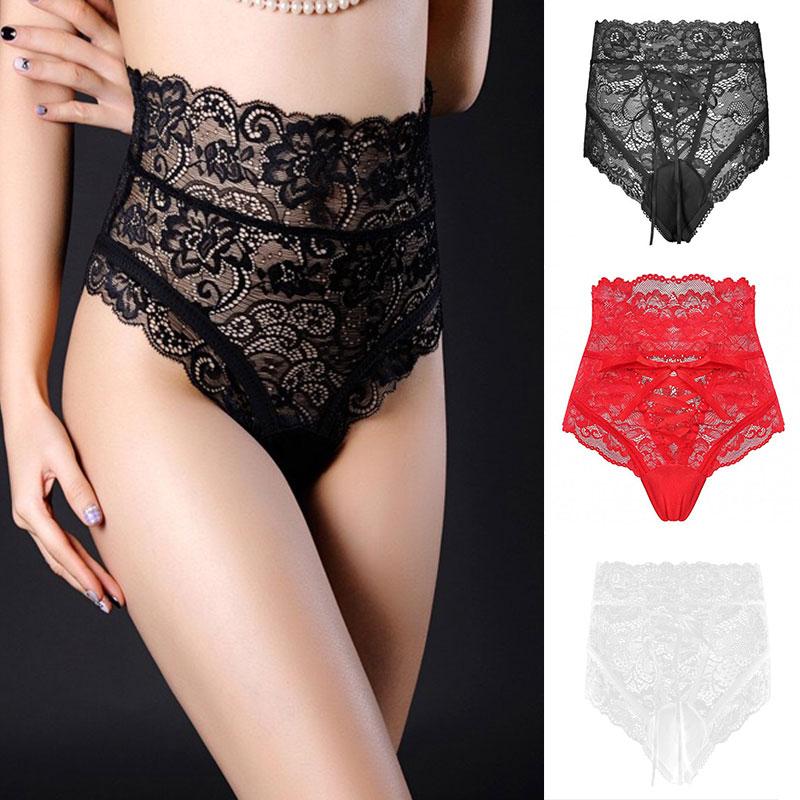 

Women' Panties High-waist Lace Feminine Temptation Seamless Large Size Buttocks And Abdomen Transparent Briefs Ladies PantiesWomen, White