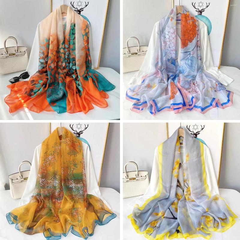 

Scarves Luxury Silk Scarf Hijab Women Soft Warm Pashmina Neck Beach Stoles 2023 Head Echarpe Shawl Large Wrap Bandana