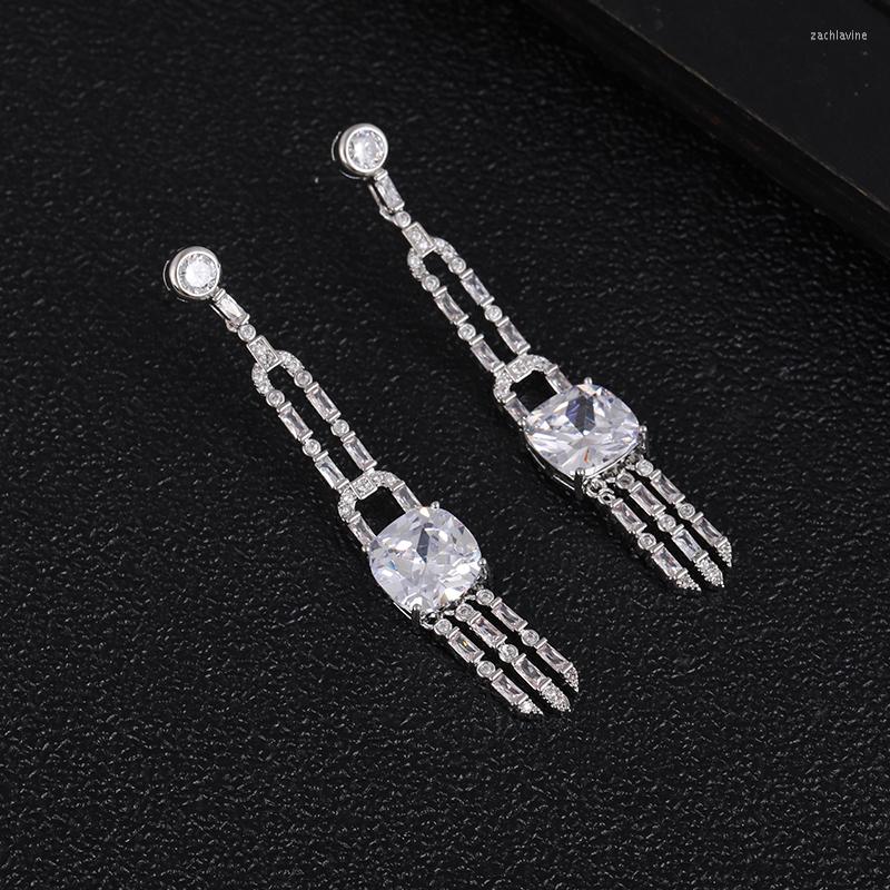 

Dangle Earrings Famous Charms Square Trendy Women Cubic Zircon Drop Earring For Wedding Party Accessories E9516