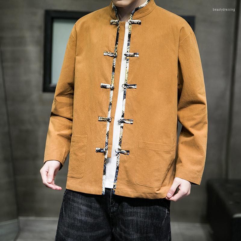 

Men's Jackets Chinese Traditional Dress Cotton Linen Tang Suit Plus Size Coat Men Clothing Ethnic Loose Jacket Harajuku Top -5xl, Black