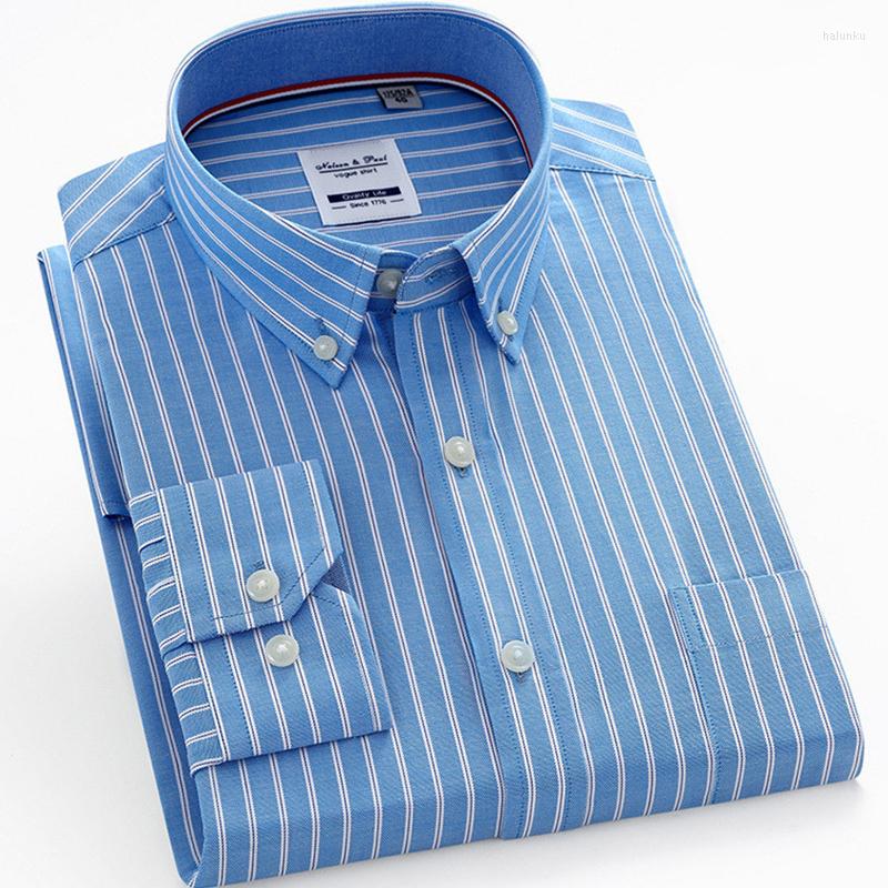 

Men's Casual Shirts 2023 Cotton Oxford Mens Blouse Shirt Man Long Sleeve Slim Fit Striped Dress For Male Pocket Business, 8168-17