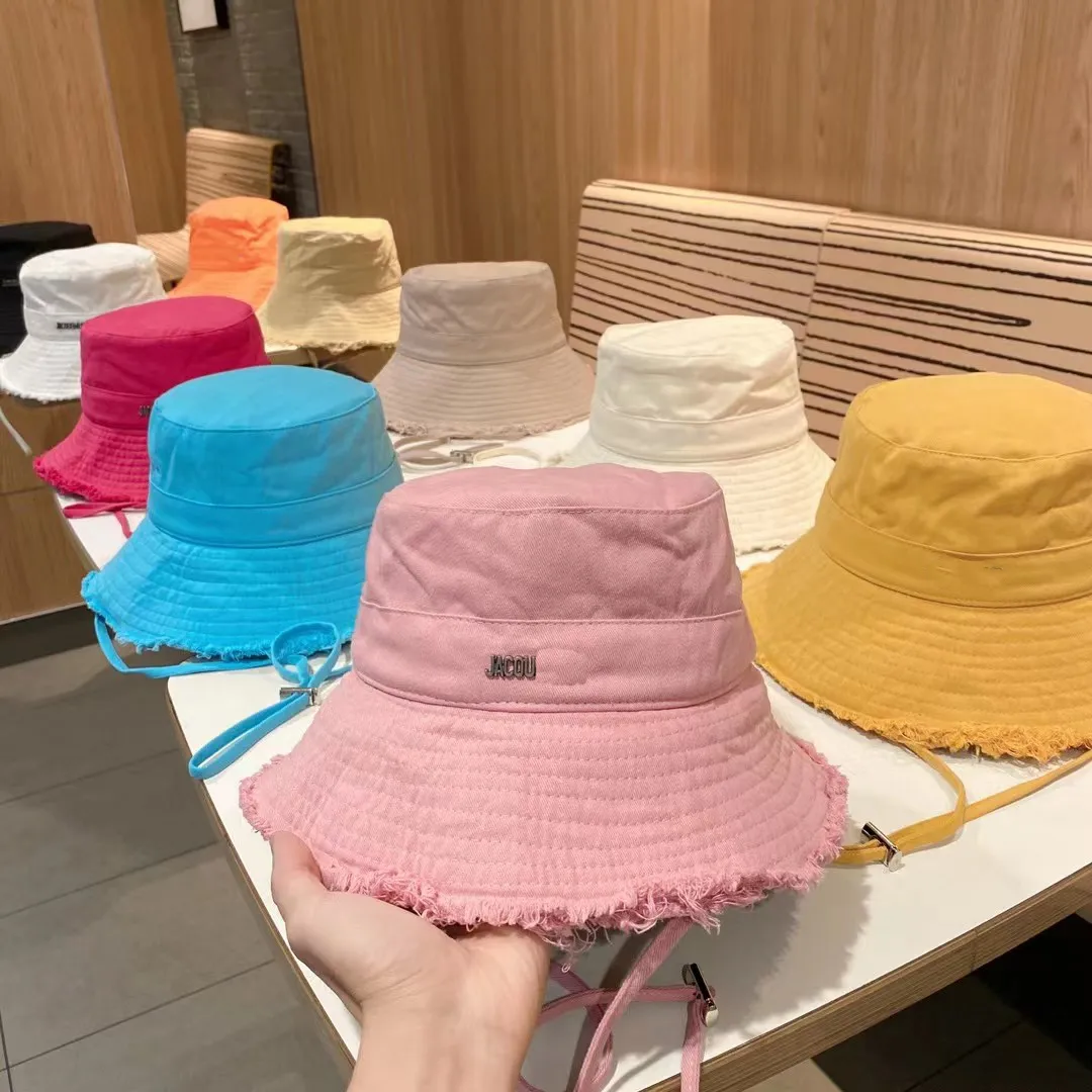 

Fashion Designer Bucket Hat For Women Frayed Cap Wide Brim Hats Summer Fitted Fisherman Beach