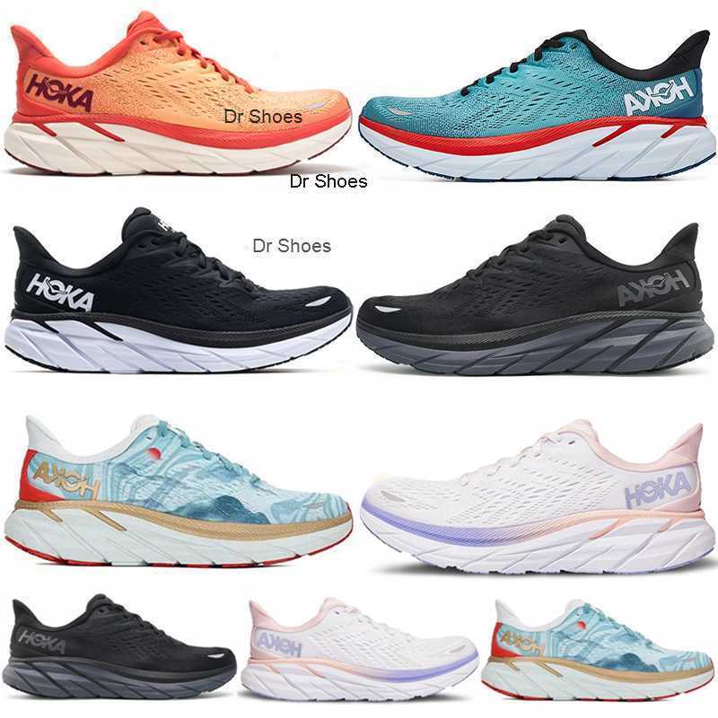 

New Designer Athletic Marathon Shoe Women Men HOKA ONE Clifton 8 Shock Absorbing Road Running Shoes Fashion Sneakers Size 36-45, Black 36-45