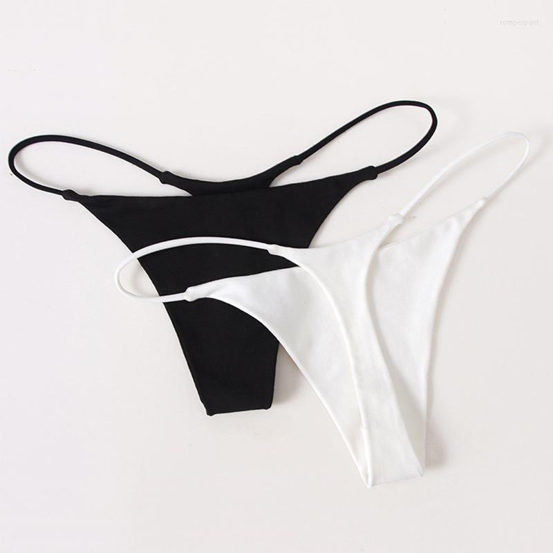 

Women' Panties Simple Thin Strap Thong Solid Color Swimming Trunks Sexy Bikini Women' Skin-friendly Breathable, Black