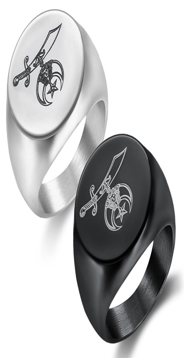 

High Polishing Stainless steel Religious Shriner Masonic rings Muslim Pharaoh Moon and star Jewelry Items Camel Hat Sword Shrine r6750992