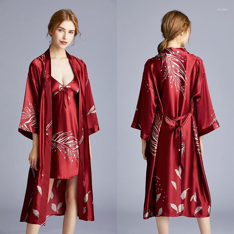 

Women's Sleepwear Silk Robes For Women Sexy Pajamas Bridesmaid Gifts Lingerie Soft Robe Homewear Bath Evening Gowns Bathrobe Autumn 2023, 73-wheat(only robe)
