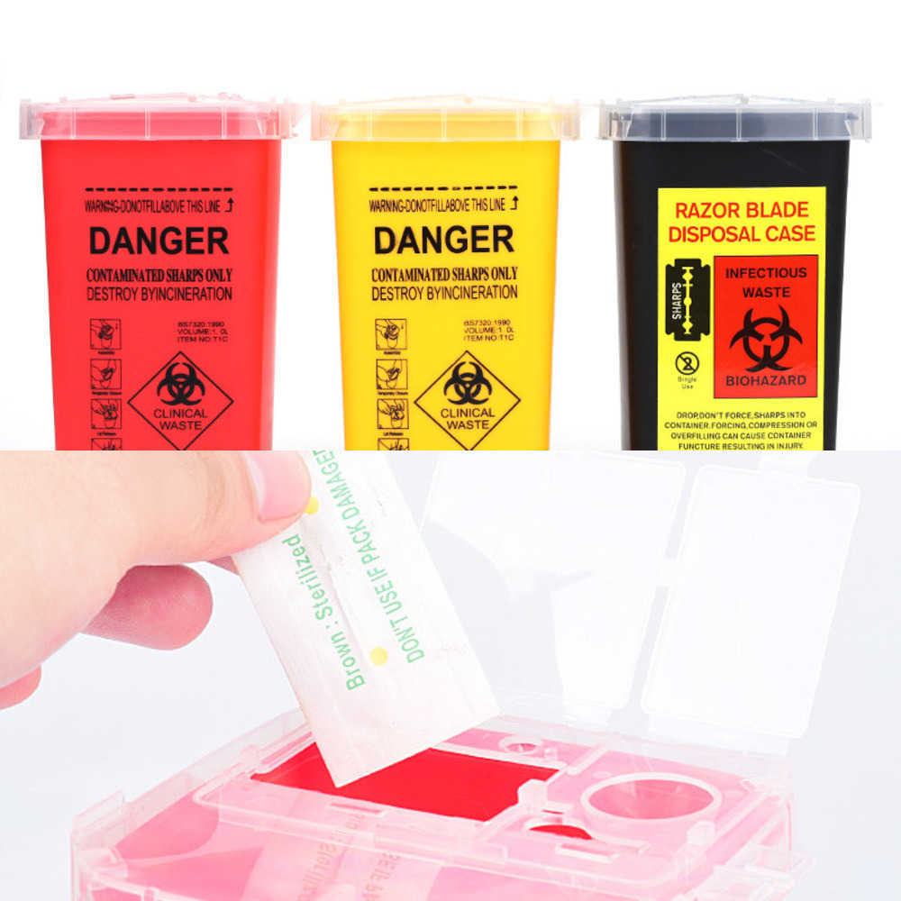 

1L Tattoo Medical Plastic Sharps Container Knife Blade Case Needle Disposal Tips Accessories Waste