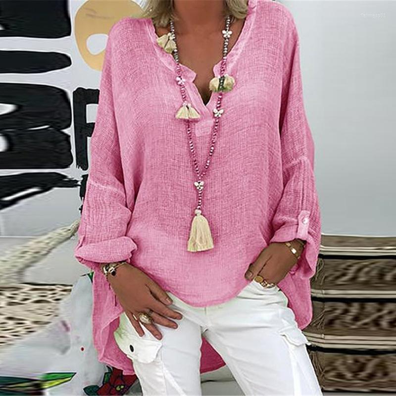 

Women's Blouses Women Fashion Blouse Harajuku Shirt Solid Long Sleeve V-Neck Womens Shirts Ladies Vintage Casual Loose Tops, Black