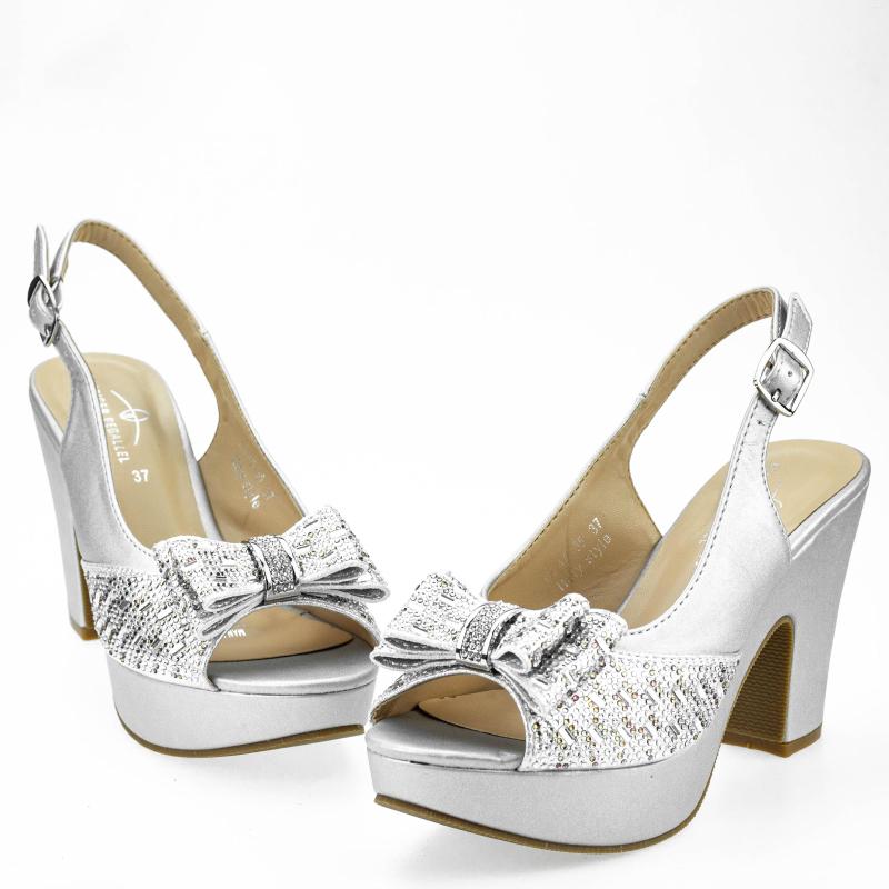 

Sandals Silvery Bling Sexy Women Shoes For Party Female Chunky Lady High Pumps Heels Wedding Sandal 6245-35, 6245-19blue