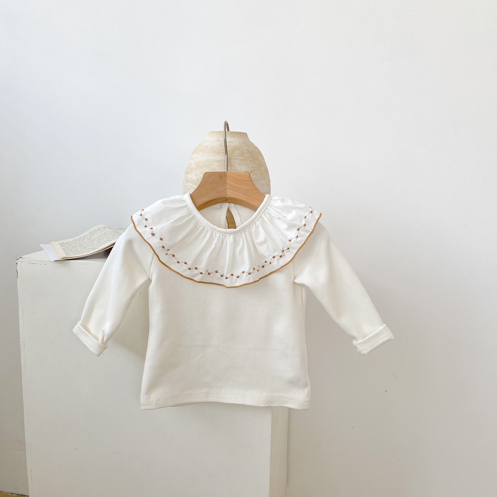

Kids Shirts Baby Long Sleeve T Shirts Solid Girls Lapel Bottoming Shirts Cotton Kids Casual Tops Baby Girl Ruffles Shirts Clothes 230317, Beige