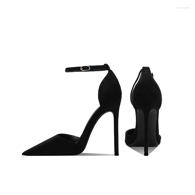 

Sandals Spring And Summer Line With Suede Pointy Professional Sexy Fashion Party Dress Versatile Large Women's Single Shoes, Heel height 10cm