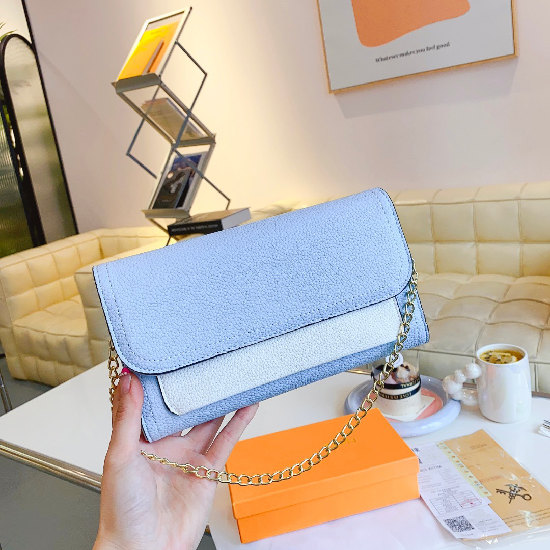 

Women Luxurys Metal Chains Envelope Bag Purse Hobo lock Caviar Leather Handbags Flip Cover Diagonal Shoulder Crossbody Bags Wallets Designers Clutch Lady Totes, Black